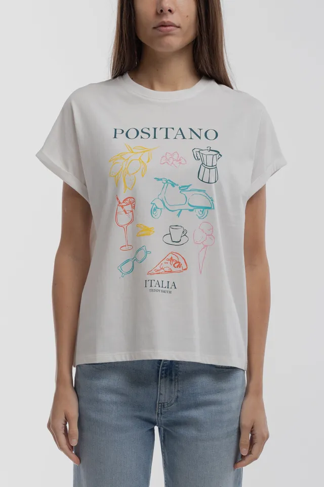 Teddy Smith T-Italia MC t-shirt oversize middle white coton