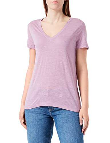 Lee T-shirt Col en V Femme lin lyocell coupe décontractée