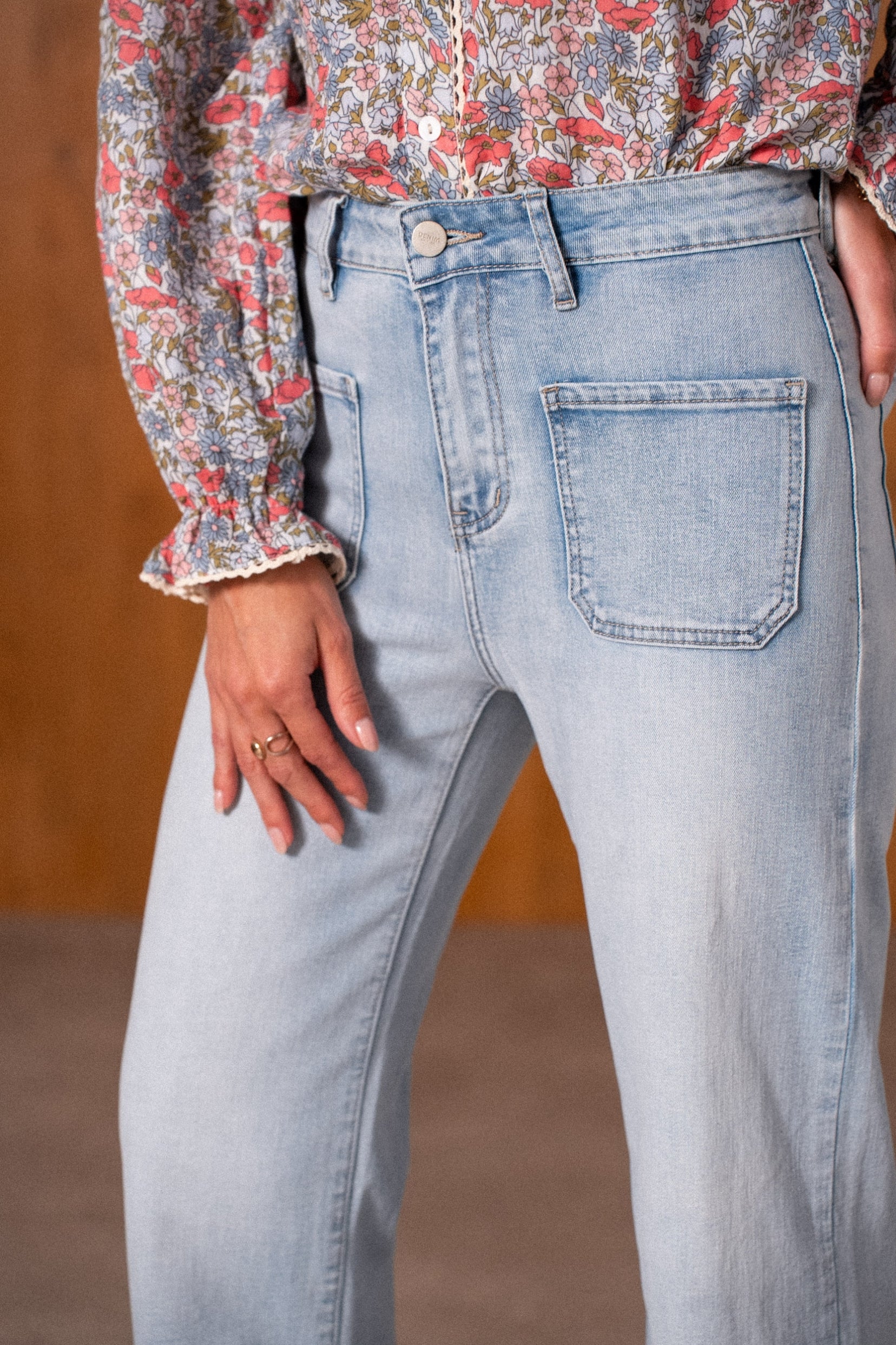 Maison Onado Carla jean wide leg bleu clair droit