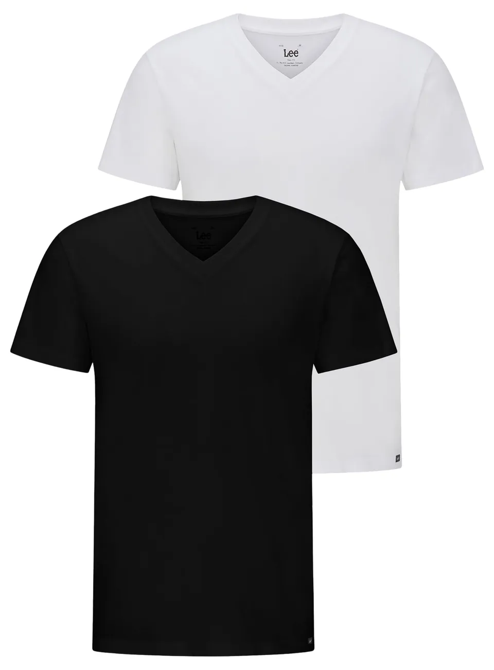 Lee Twin Pack T-shirt col V slim noir/blanc lot de 2 taille M