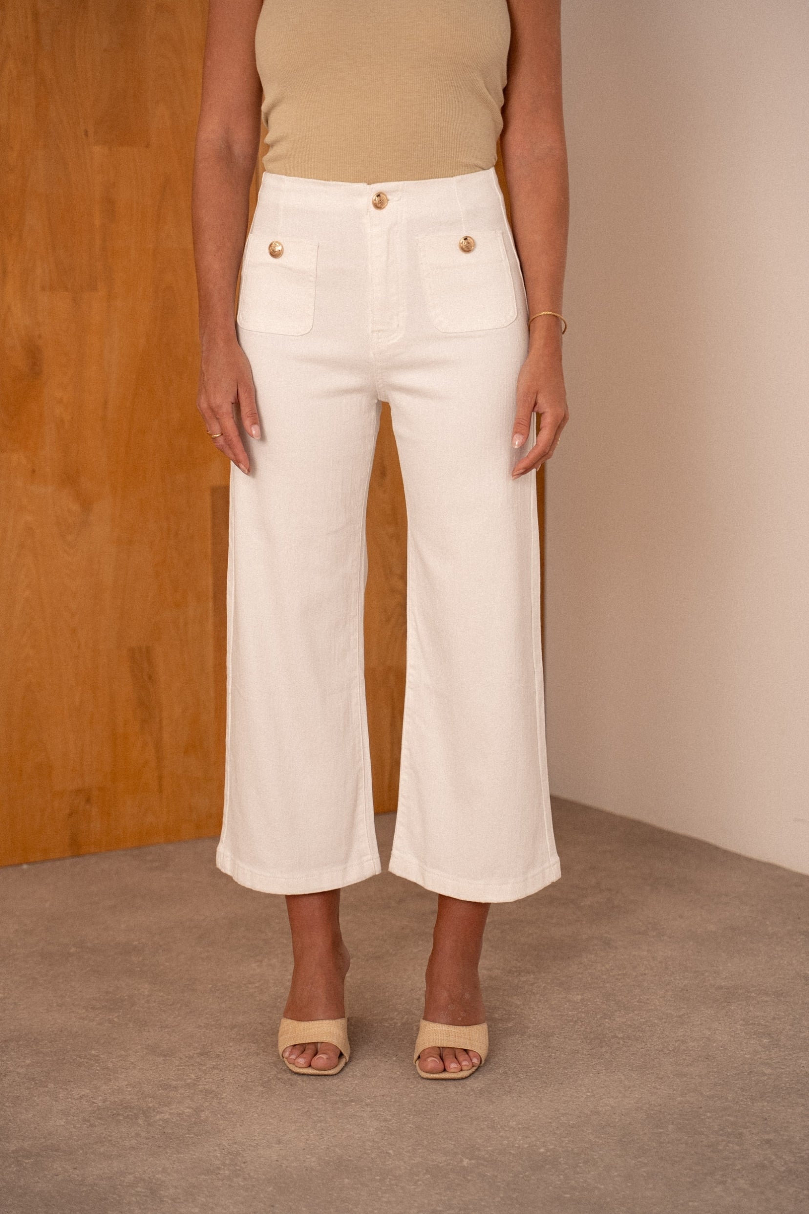 Maison Onado Solange jean wide leg écru cropped