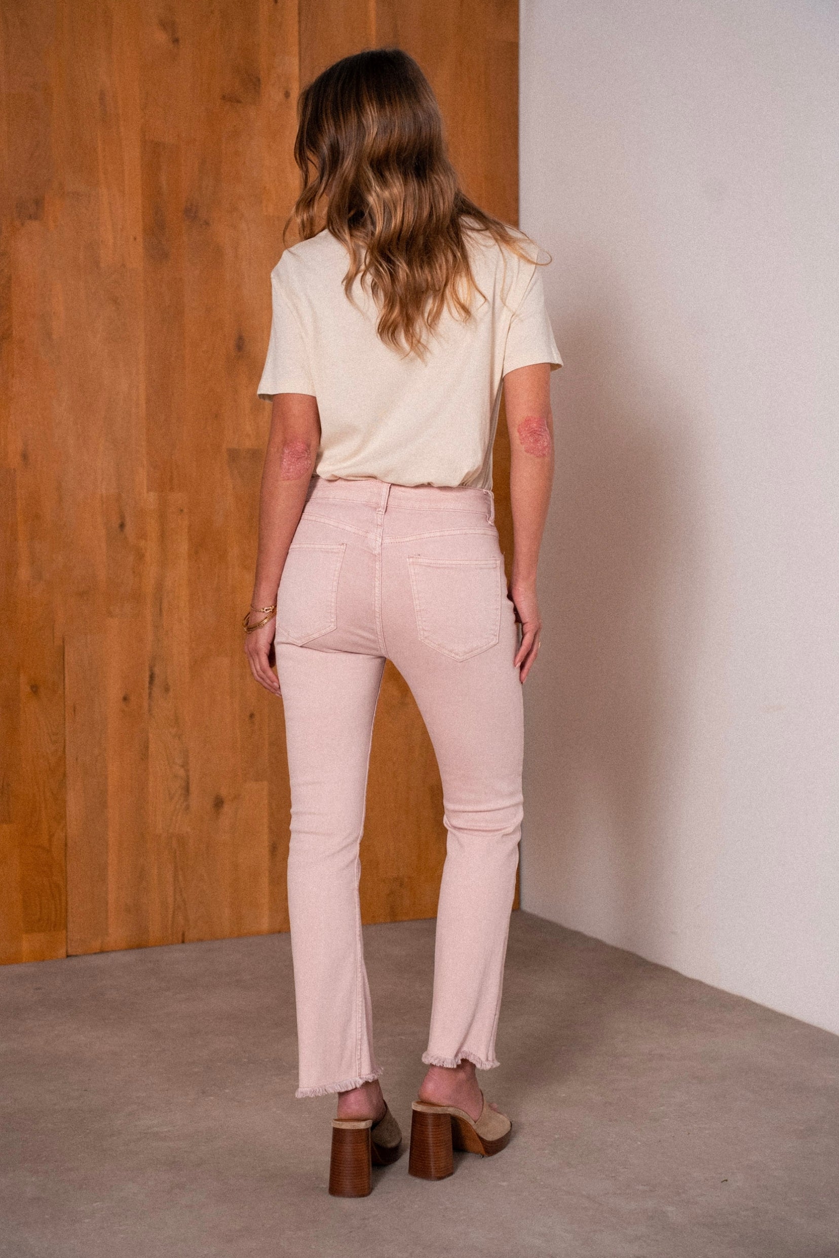 Maison Onado Ymaëlle jean bootcut cropped rose stretch