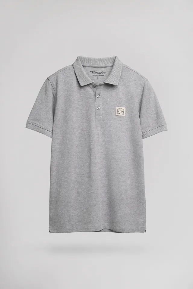 Teddy Smith P-Label MC JR polo garçon gris piqué coton