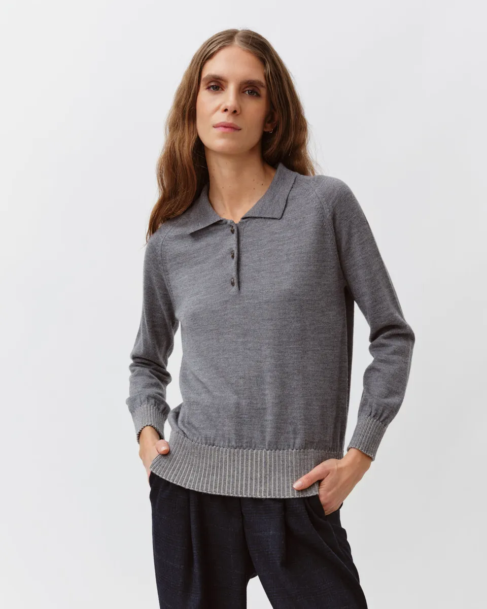 DIEGA PLEDO pull laine mérinos gris écru