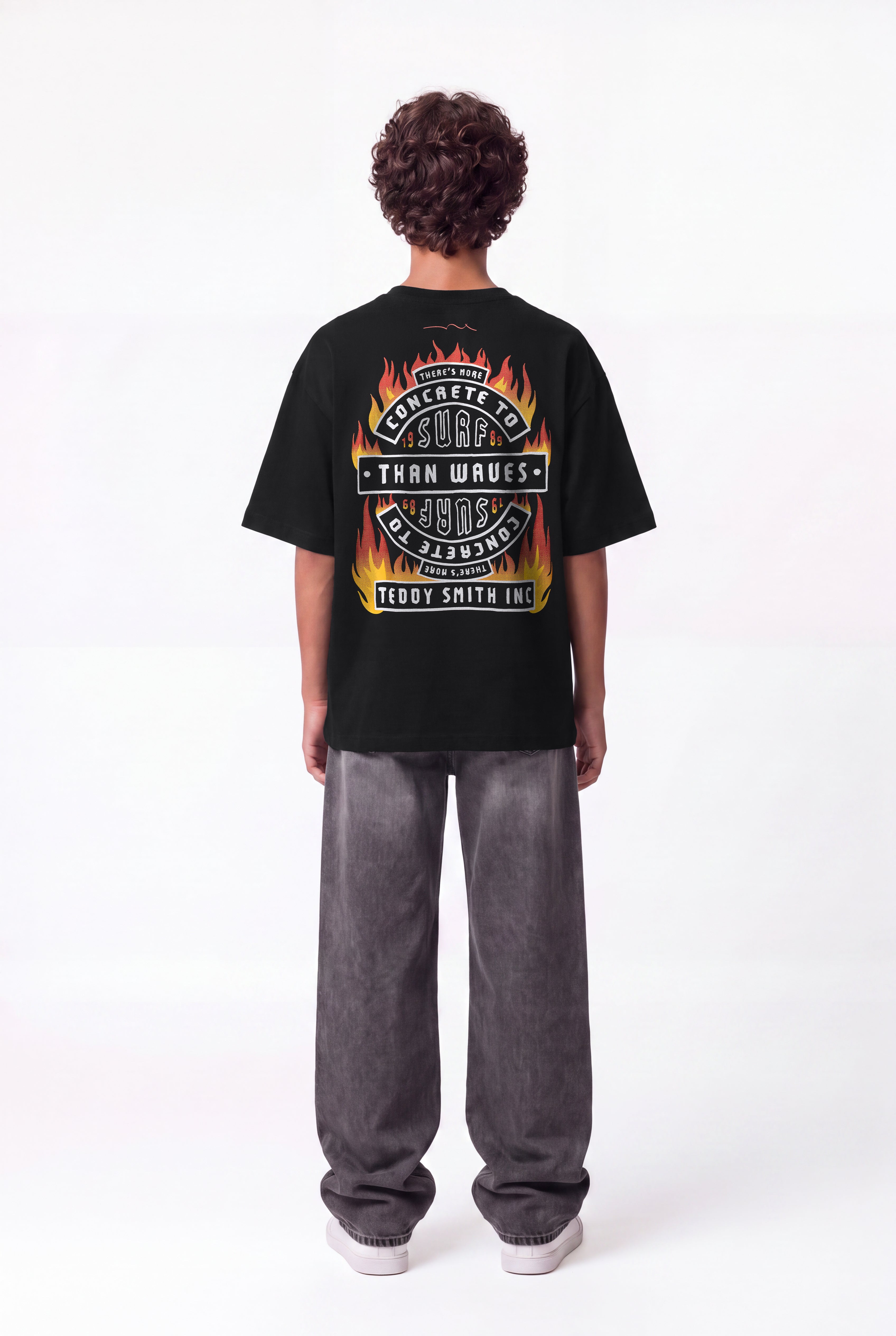 Teddy Smith T-FEU MC JR t-shirt garçon noir imprimé