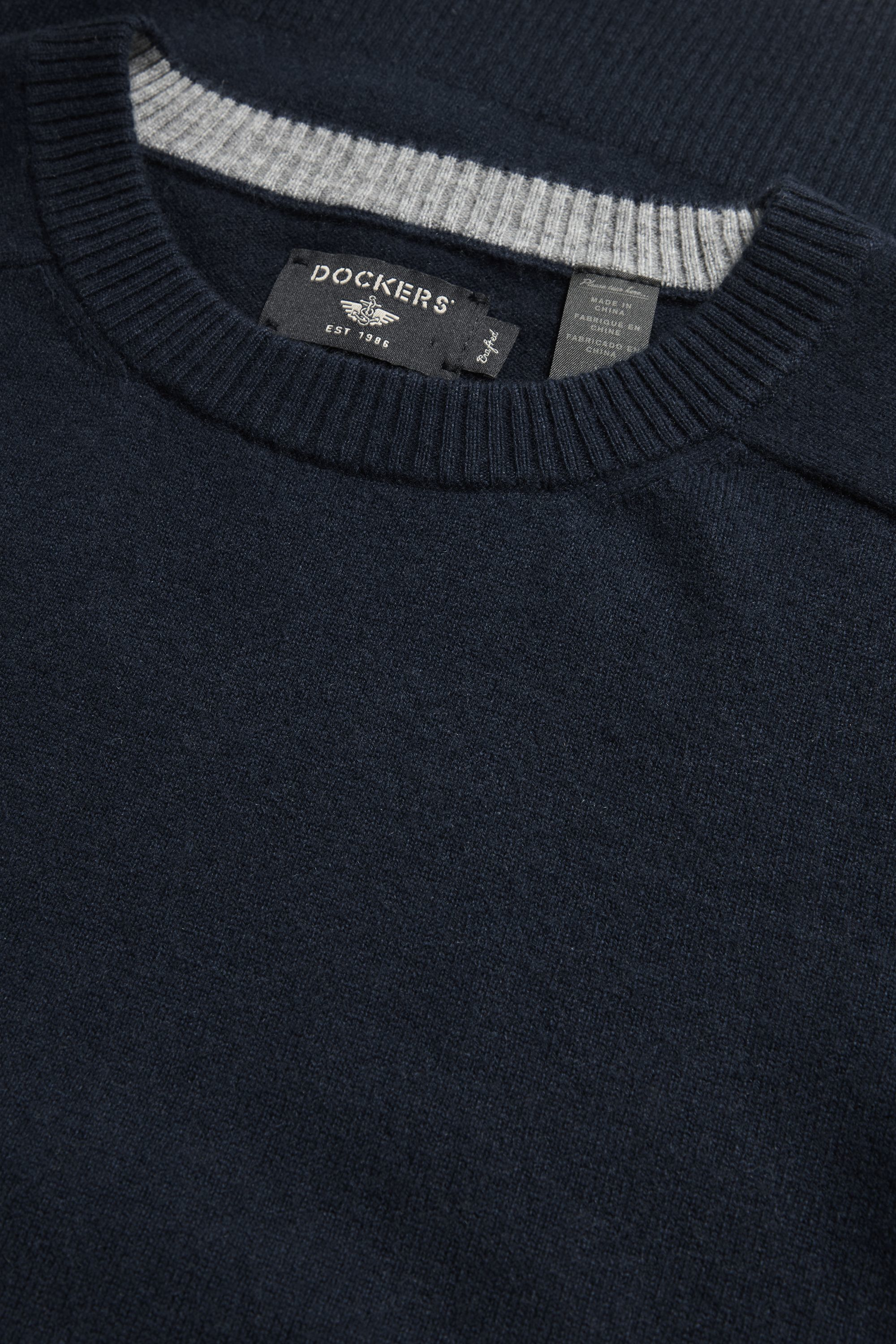 Dockers Crafted Cashmere Pull Homme Bleu Col Rond