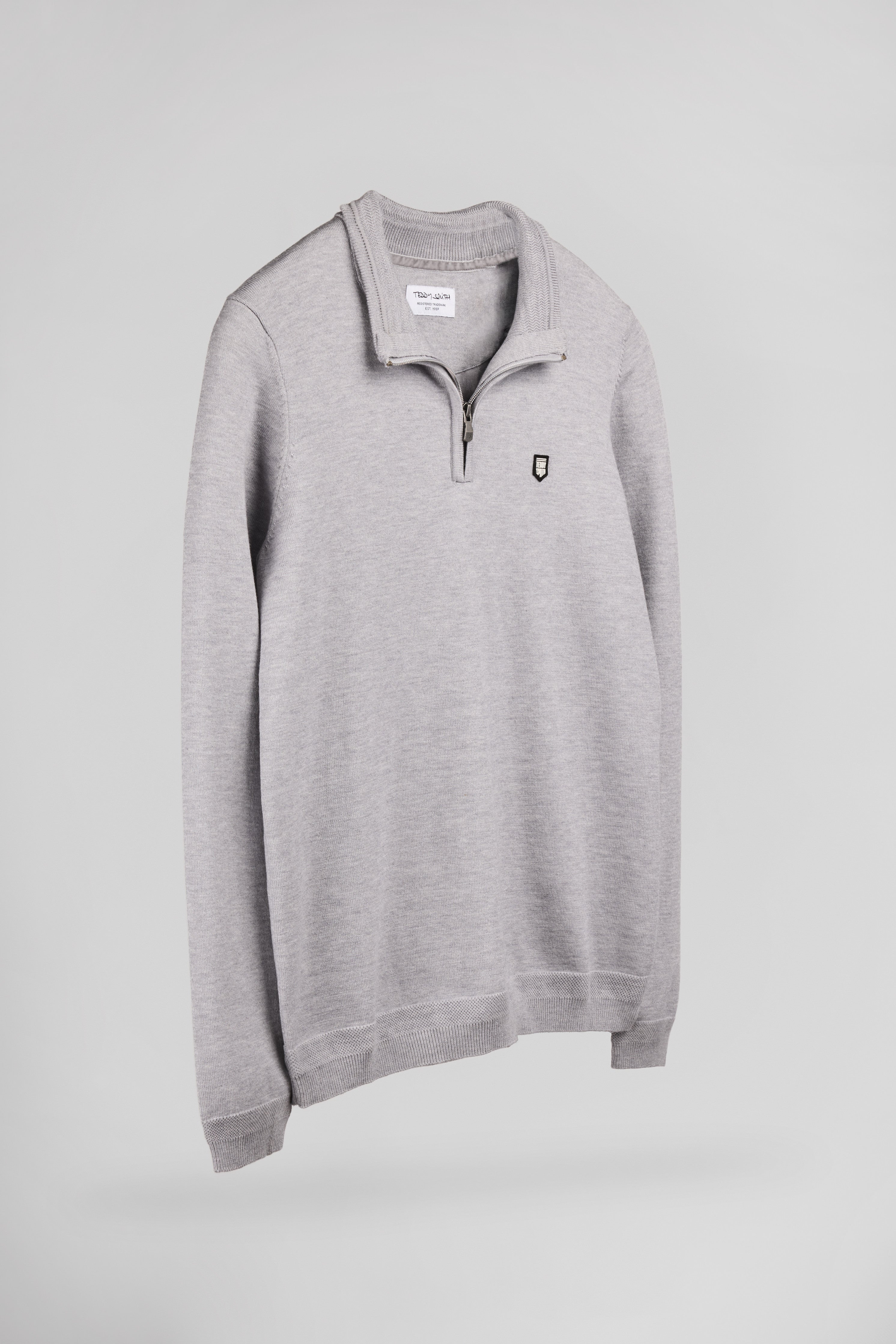 Teddy Smith P-Marty 2 pull gris chiné col zippé