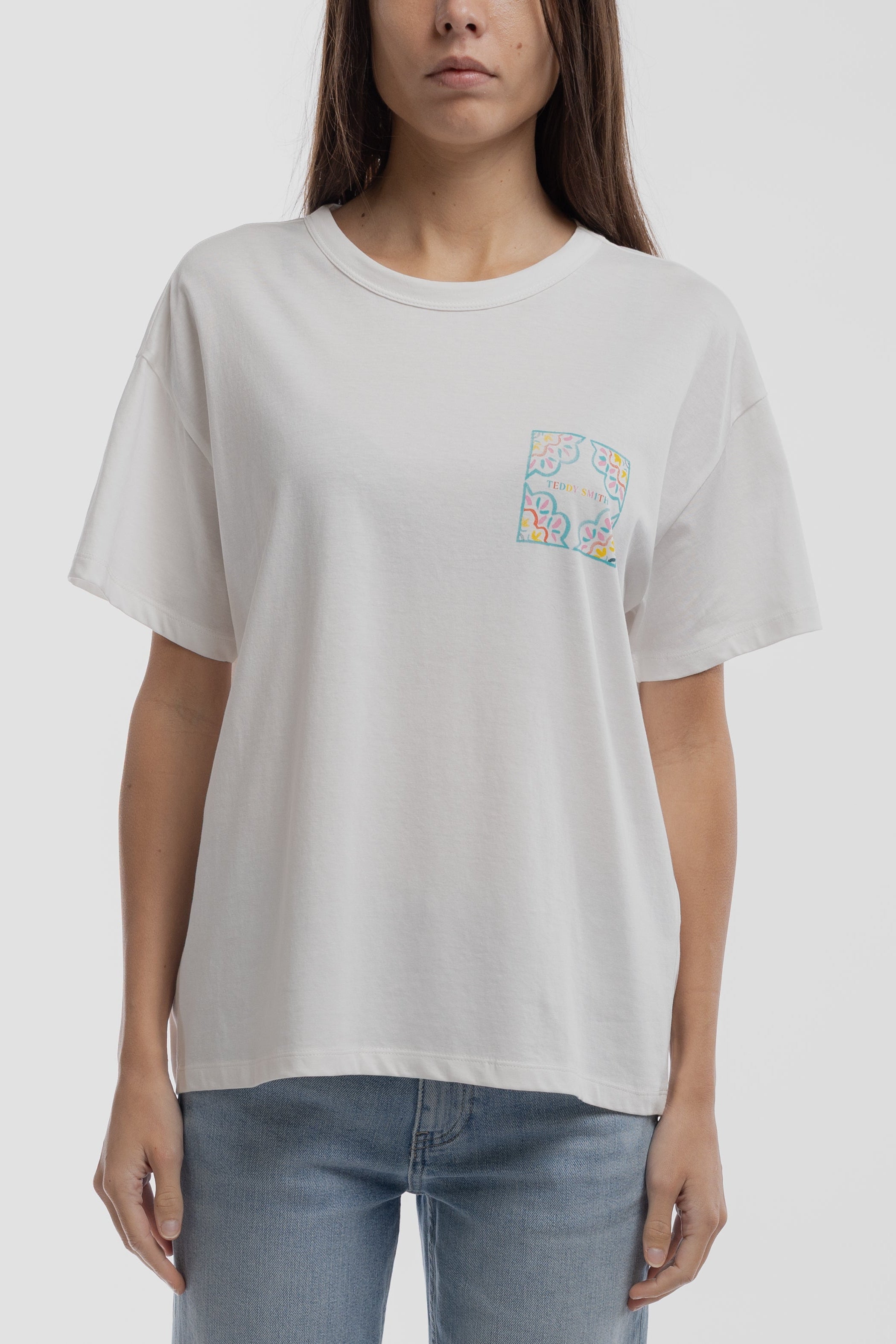 Teddy Smith T-Mosaique MC t-shirt oversize blanc coton