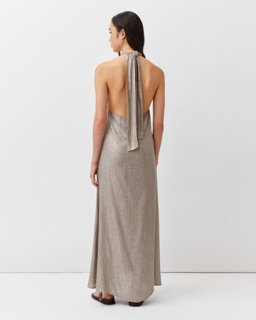 DIEGA Ranza robe dorée longue fluide
