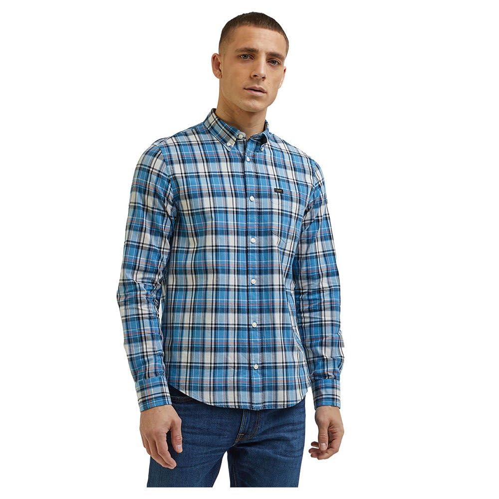 Lee Bouton Down T-Shirt Homme Marine