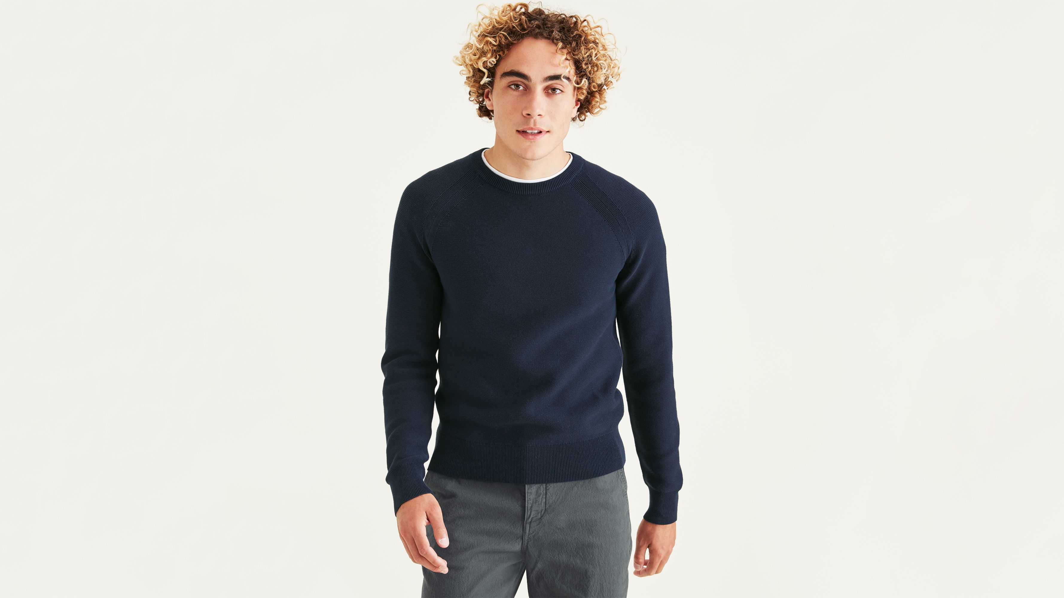 Dockers Regular Fit pull col rond bleu classique