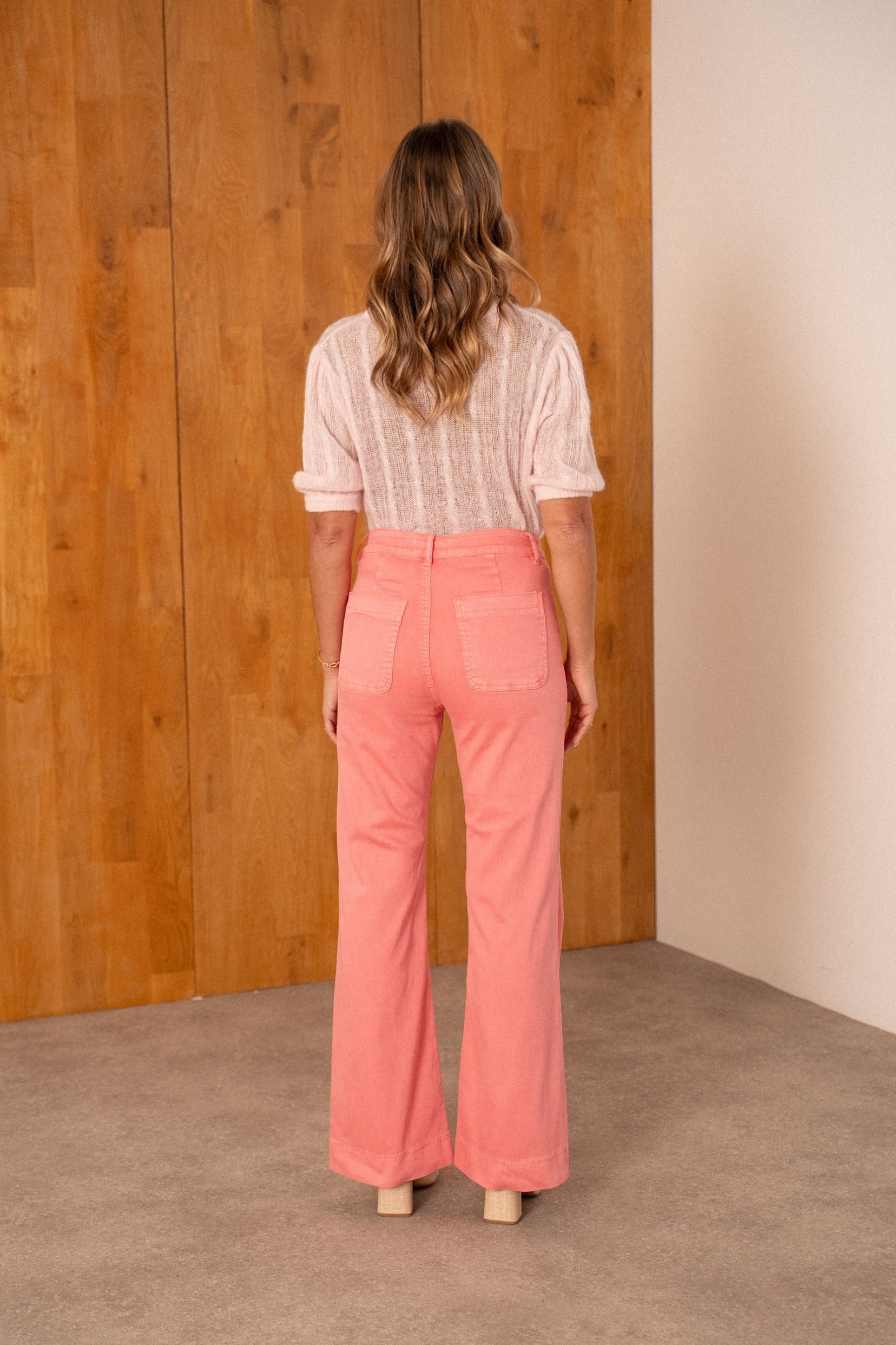 Maison Onado Filina jean flare corail coton stretch