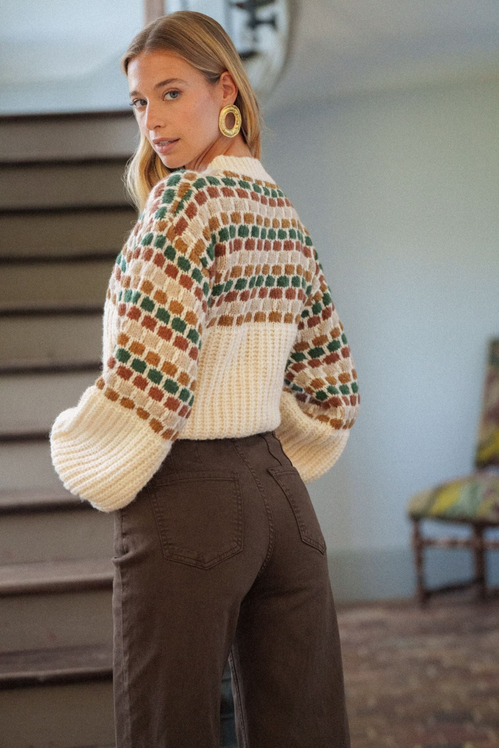 Maison Onado Clotilde jean wide chocolat taille haute