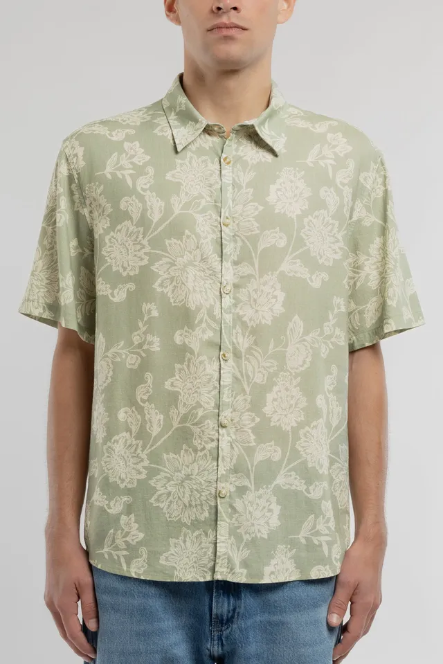 Teddy Smith C-Alberto chemise homme vert sauge lin