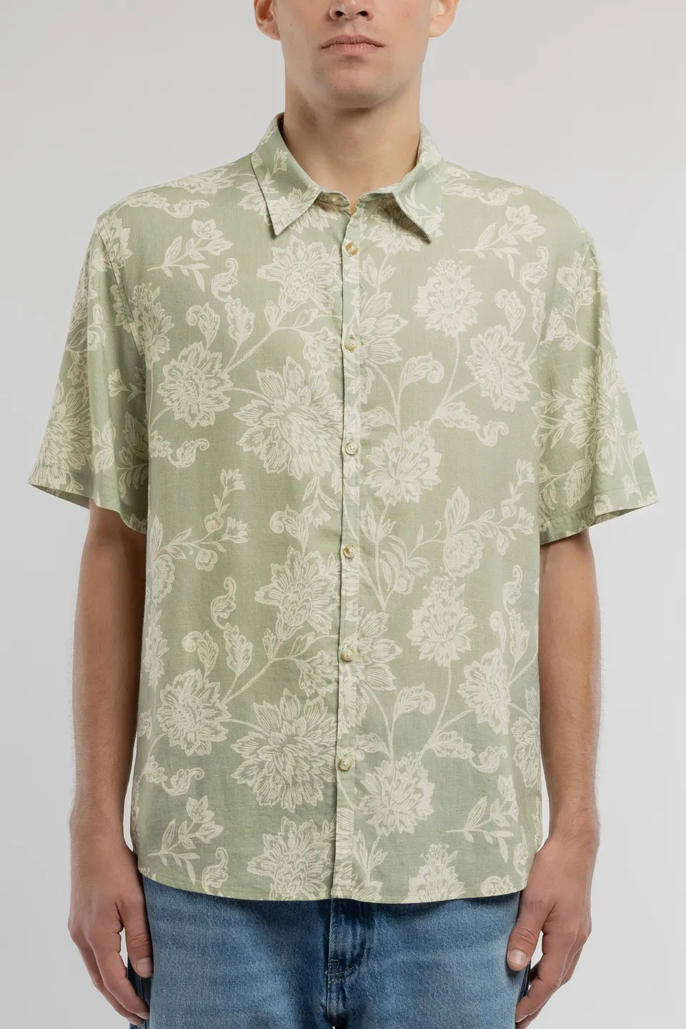 Teddy Smith C-Alberto chemise homme vert sauge lin