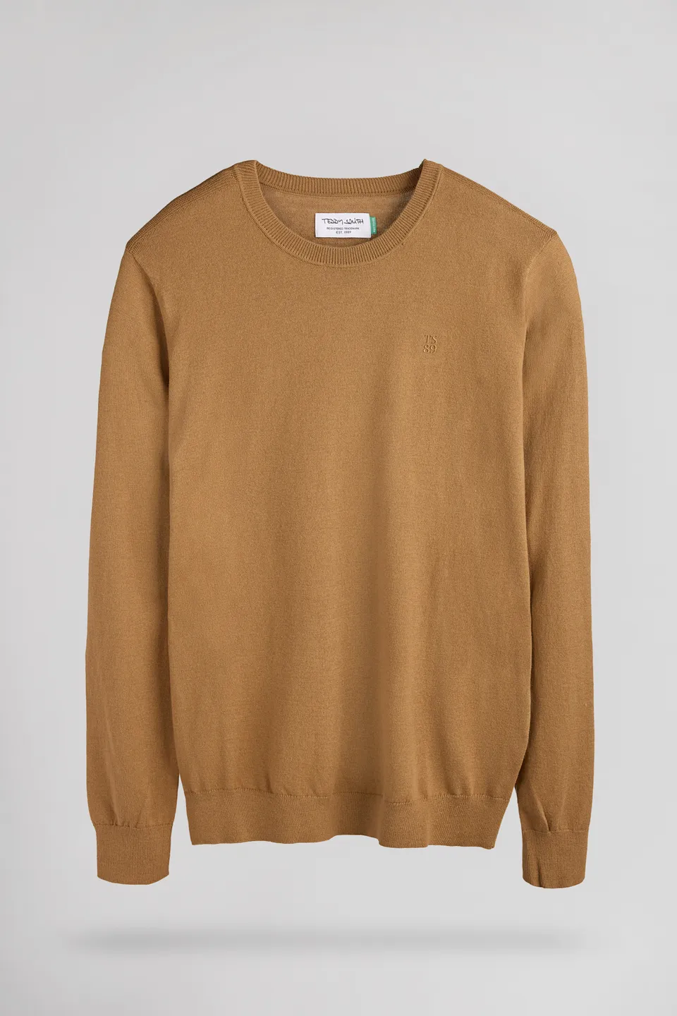 Teddy Smith P-Martino Noisette pull ajusté col rond laine de mer