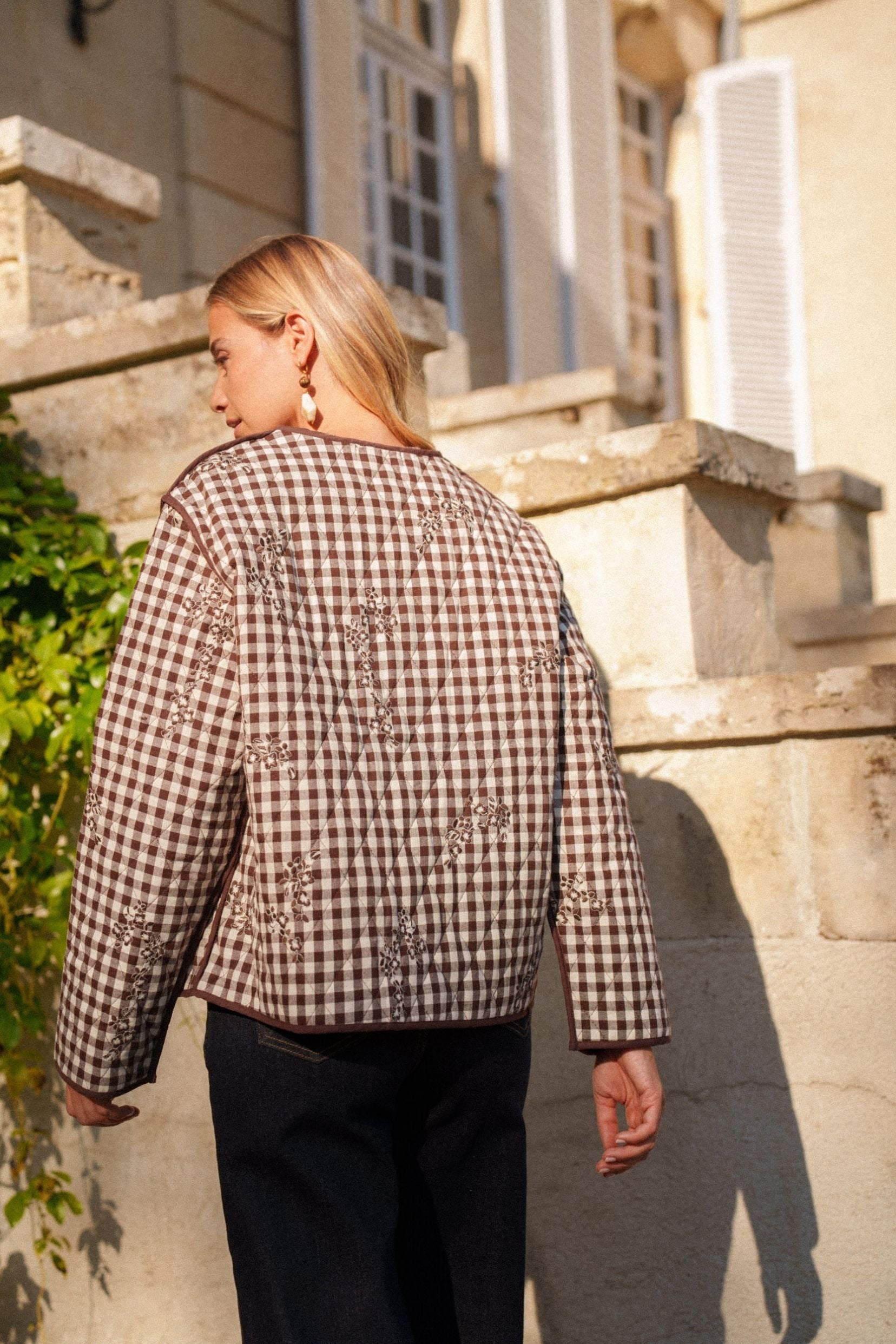 Maison Onado Hana veste matelassée vichy broderie
