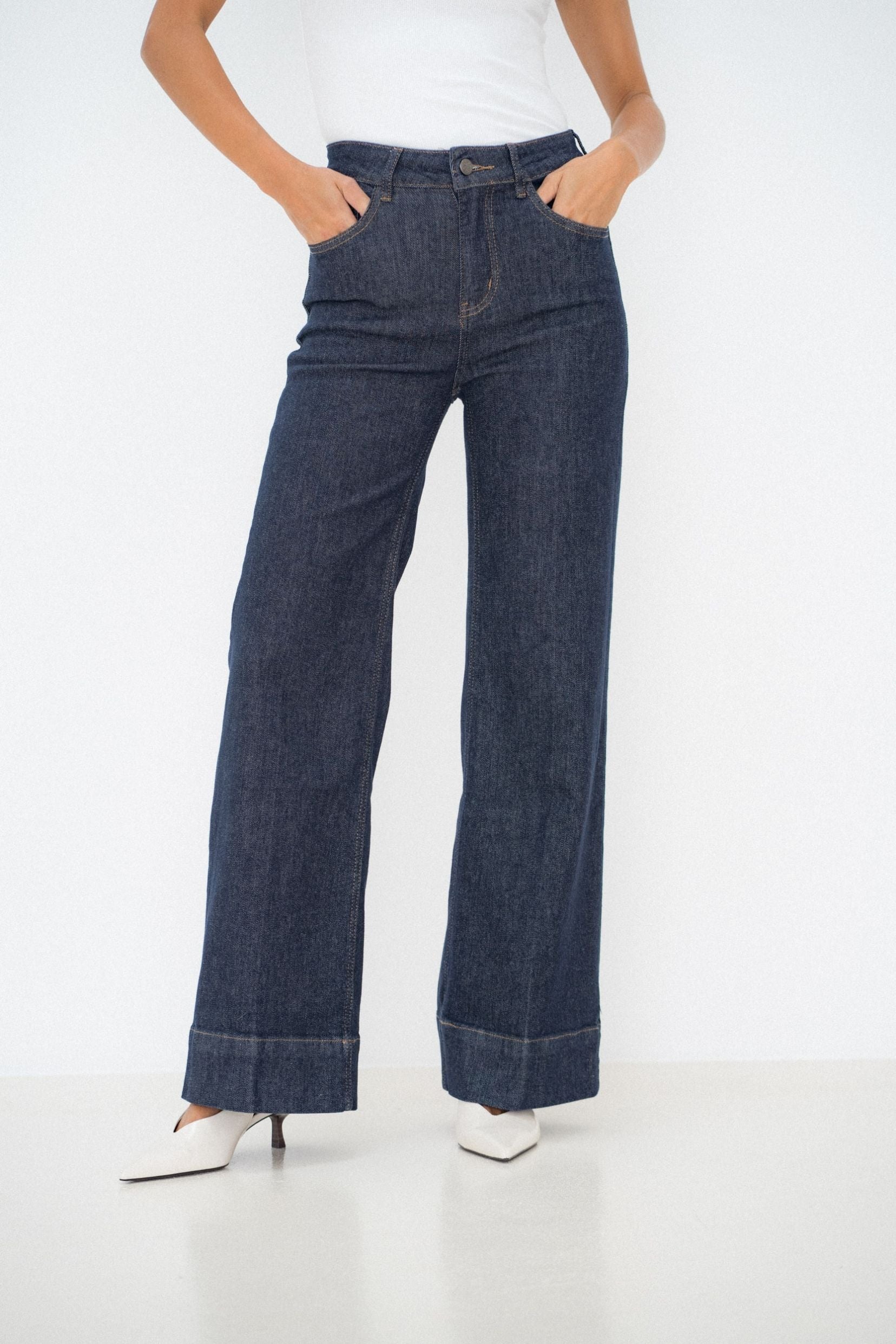 Maison Onado Louison jean wide leg bleu brut 5 poches