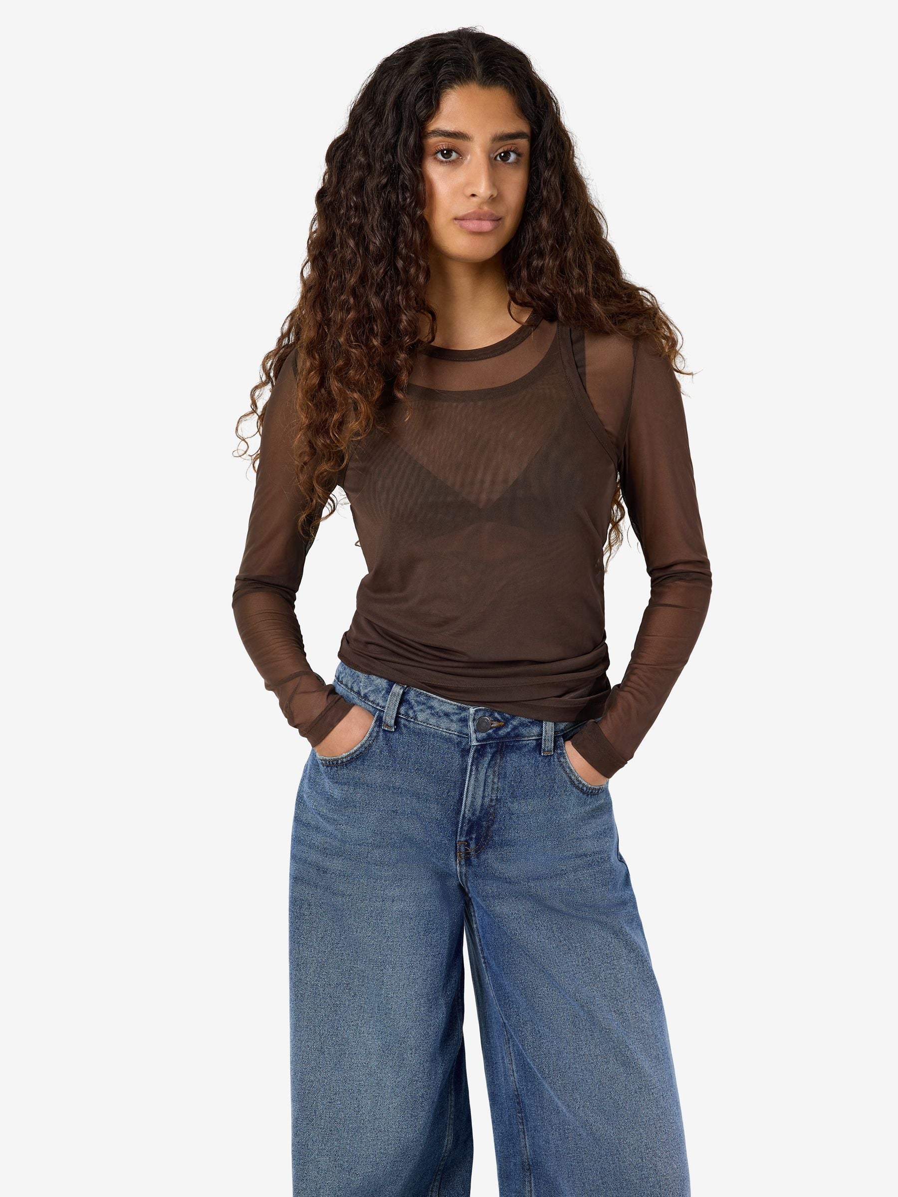 Noisy May top mesh manches longues double couche