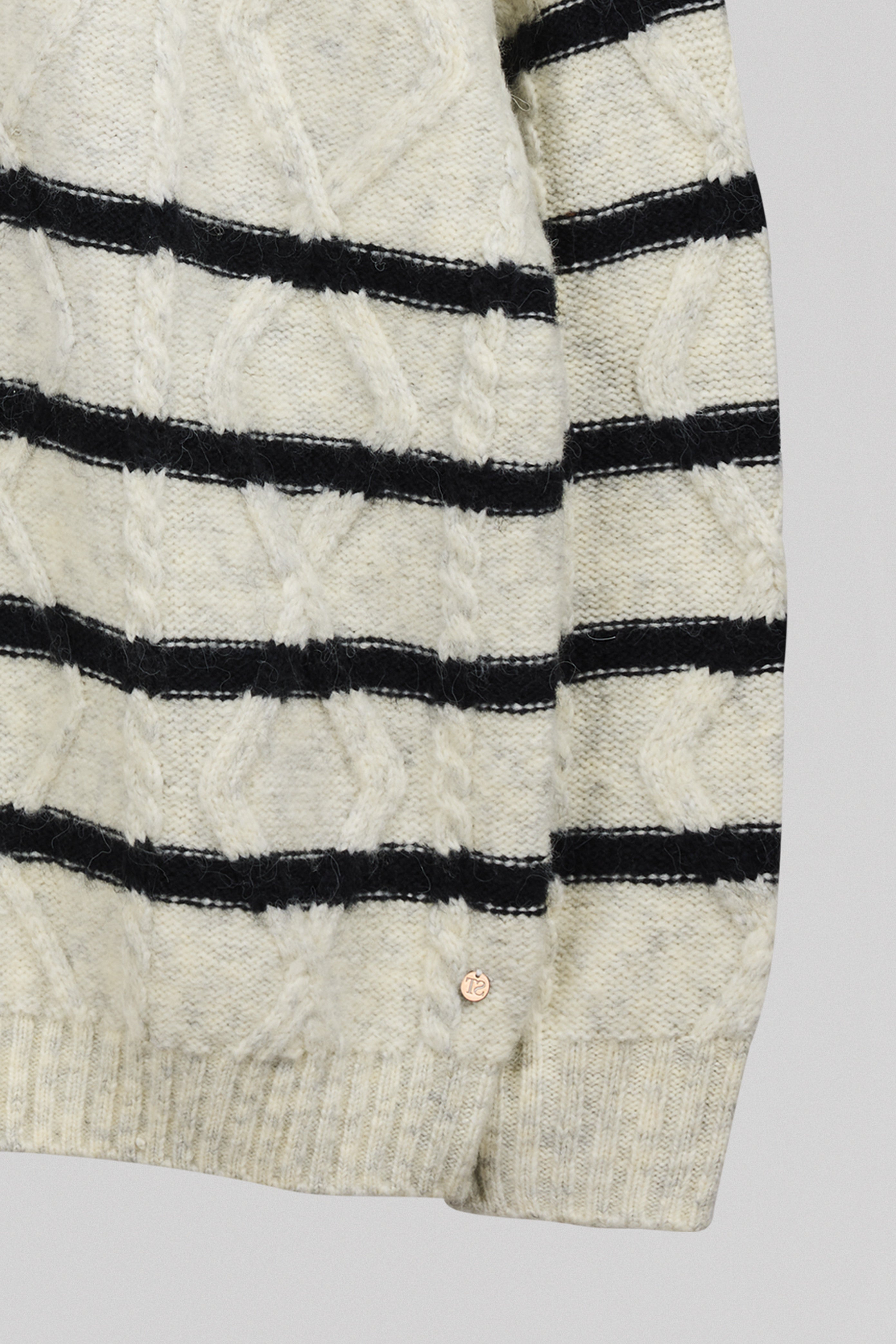 Teddy Smith P-Pola pull oversize ivoire torsadé rayé