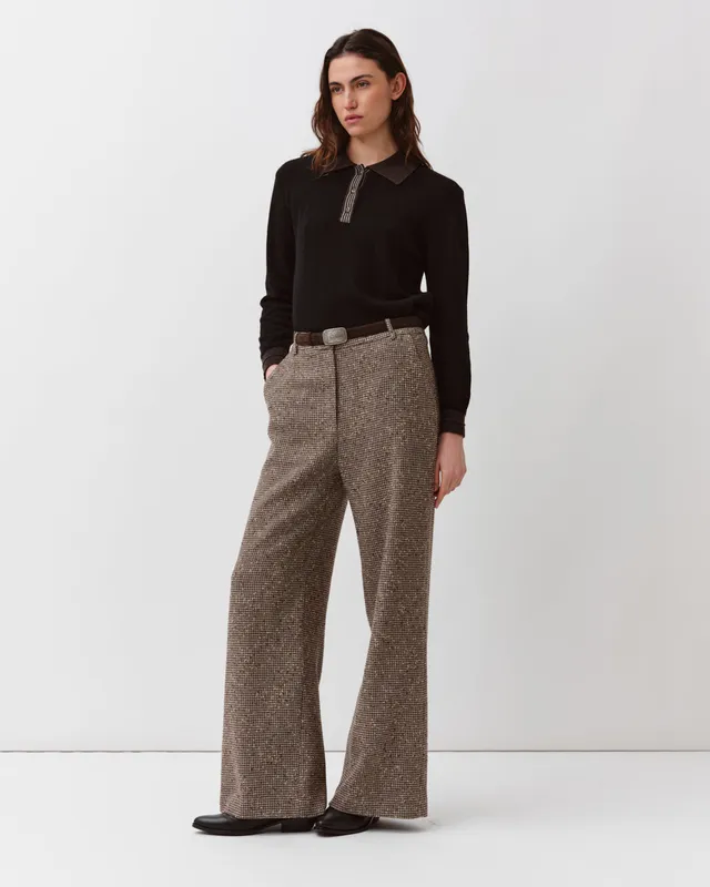 DIEGA POLCO pull polo noir chocolat maille fine