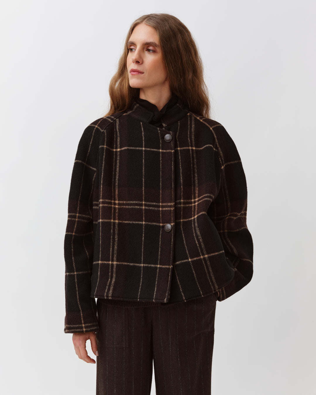 DIEGA BRAVO blouson carreaux chocolat