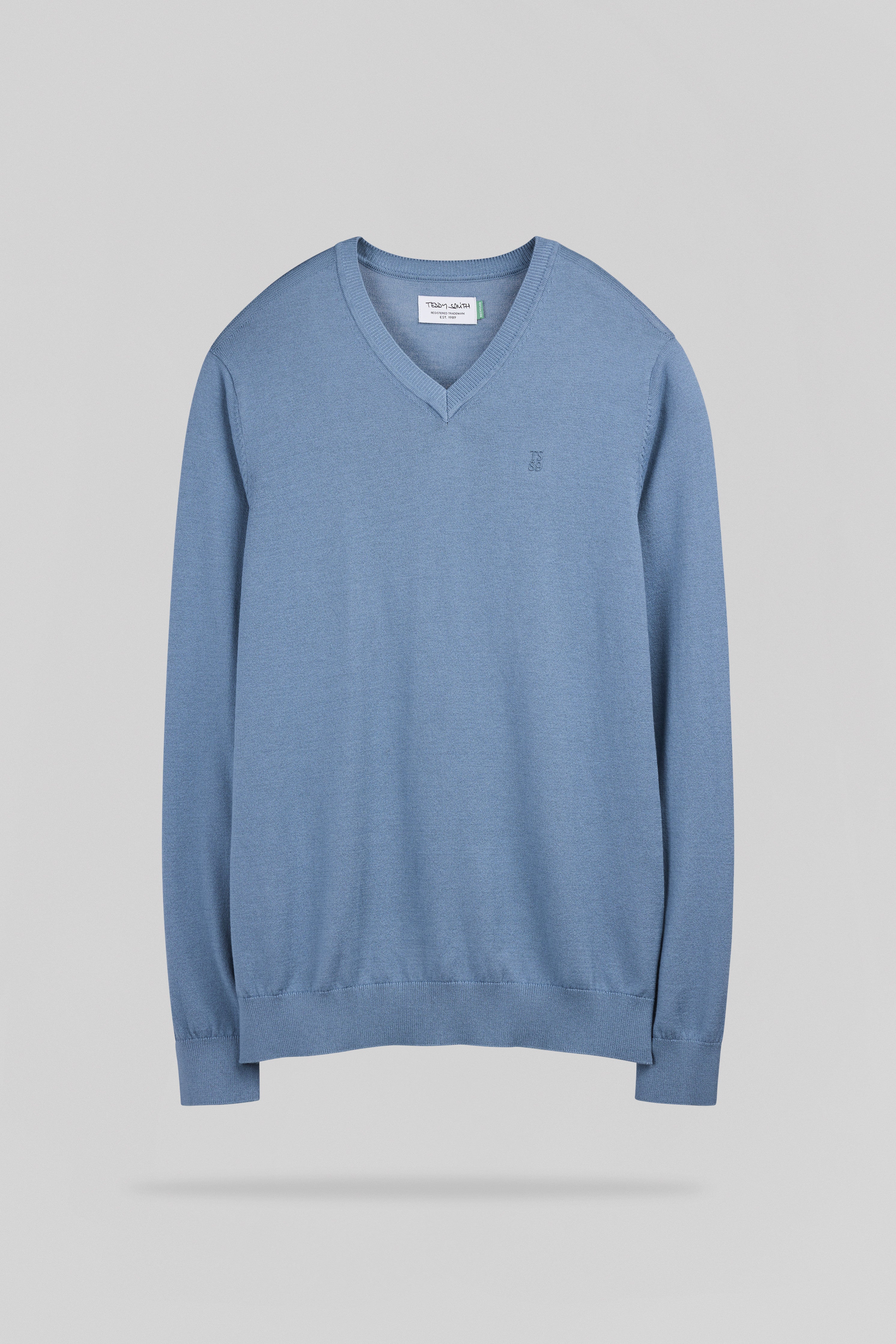 Teddy Smith P-Martin pull col V bleu minéral slim