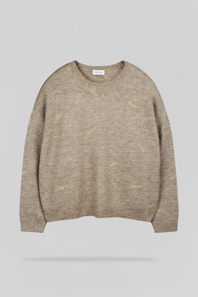 Teddy Smith P-Elie Wolf pull beige brodé femme