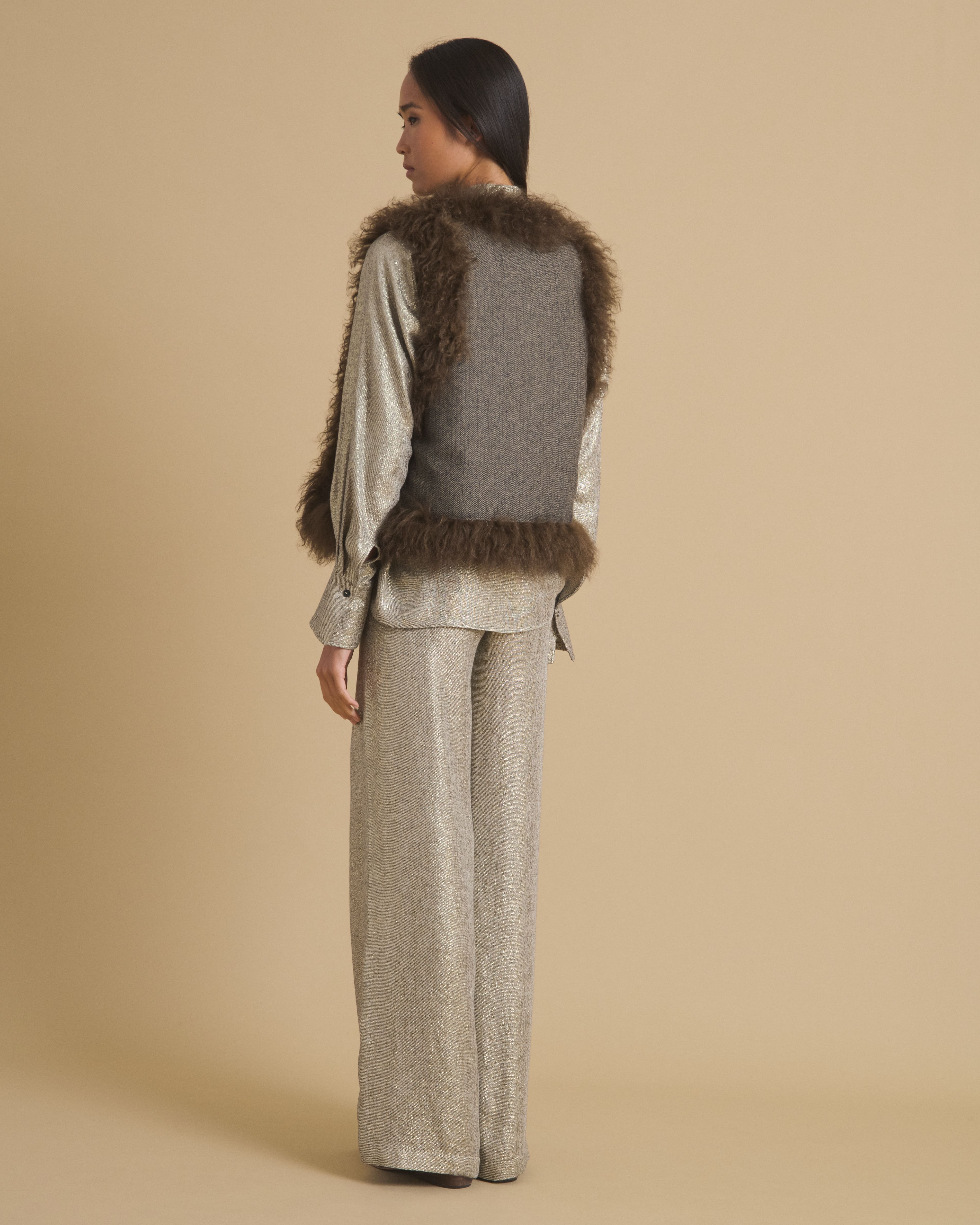 DIEGA GIVRO gilet réversible fourrure fog