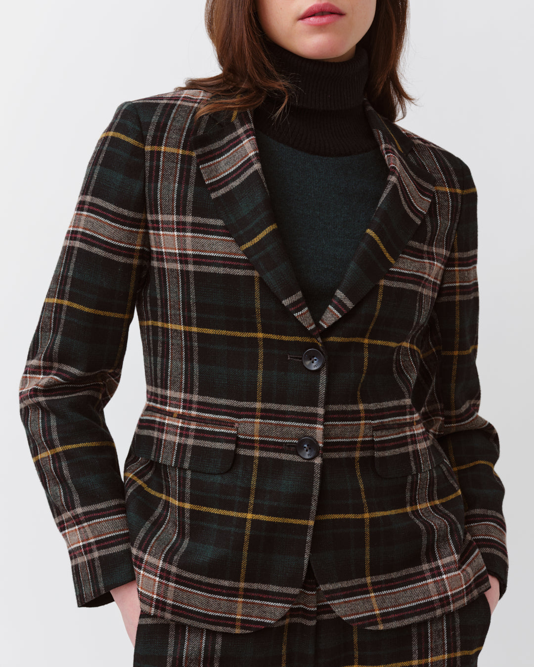 DIEGA VILAO veste carreaux noir vert brique