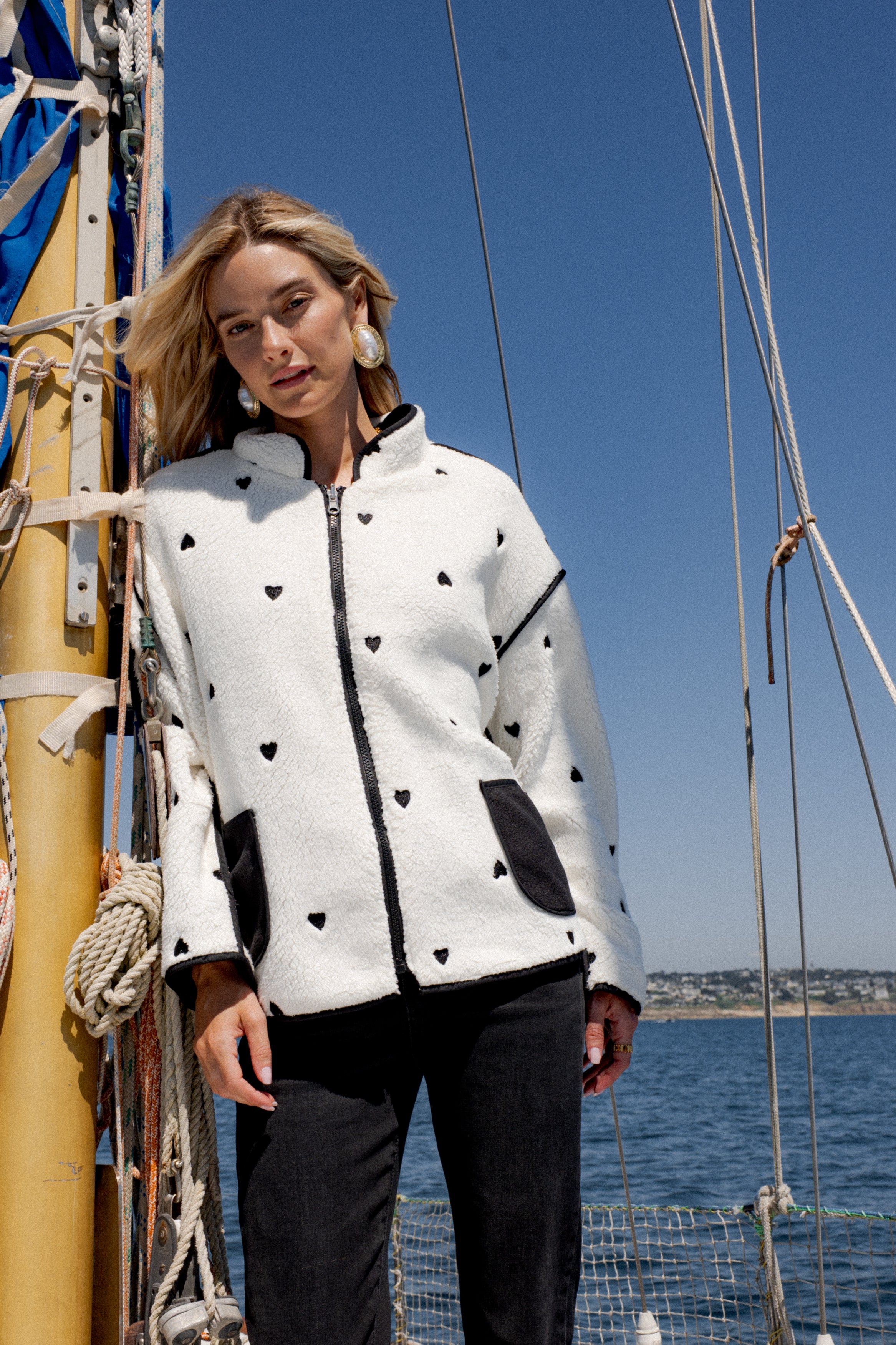 Maison Onado Cœur Bianca veste réversible sherpa