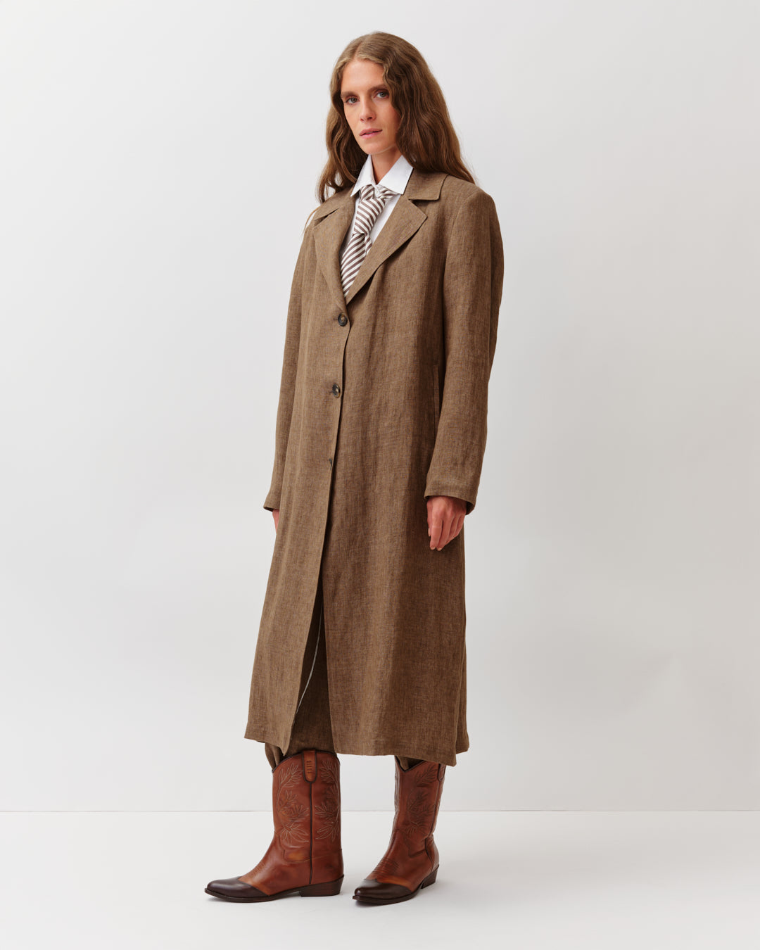 DIEGA MARTIO manteau long droit camel