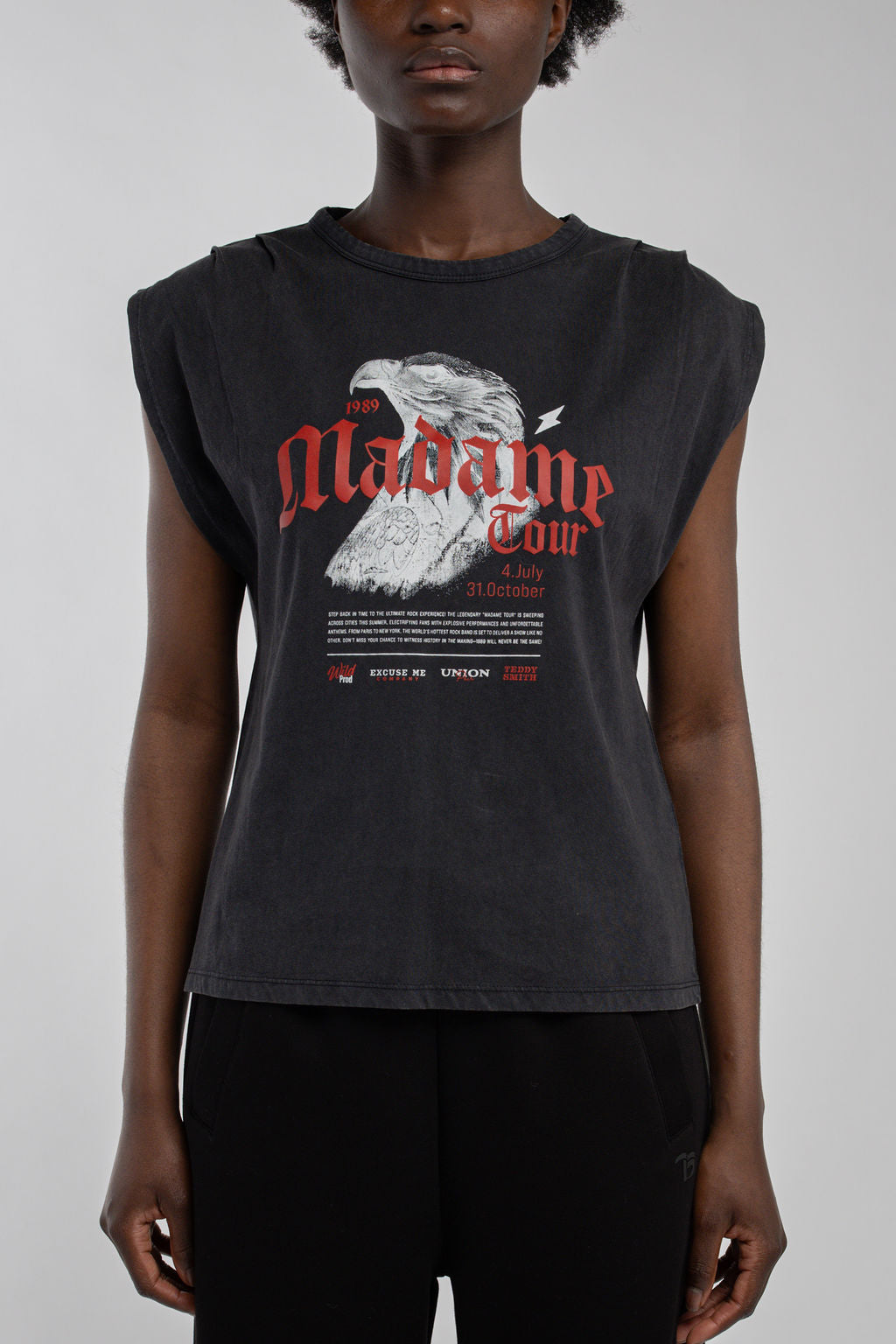 Teddy Smith T-Aimy T-shirt col rond femme noir drapé épaules