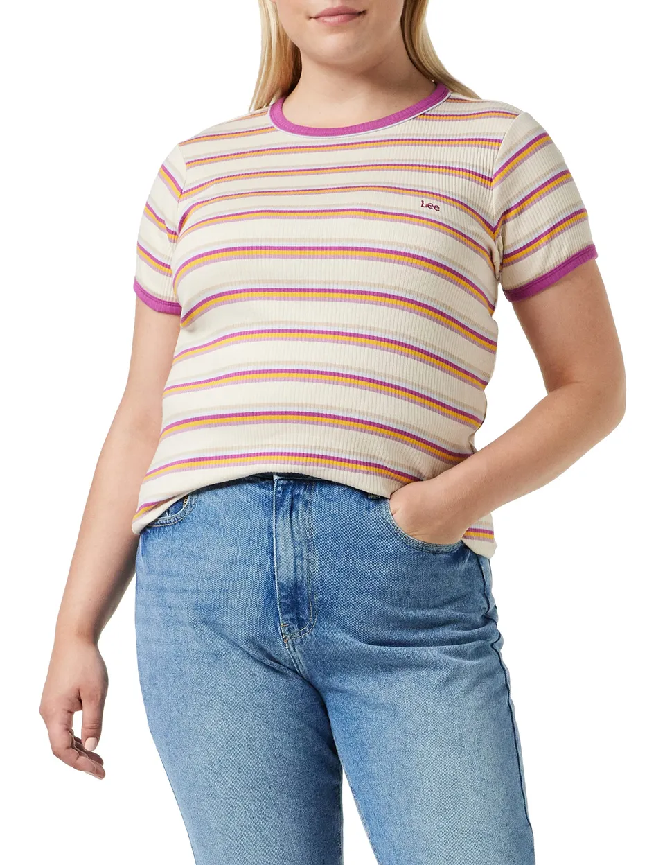 Lee Stripe Tee t-shirt femme rayures thé doré