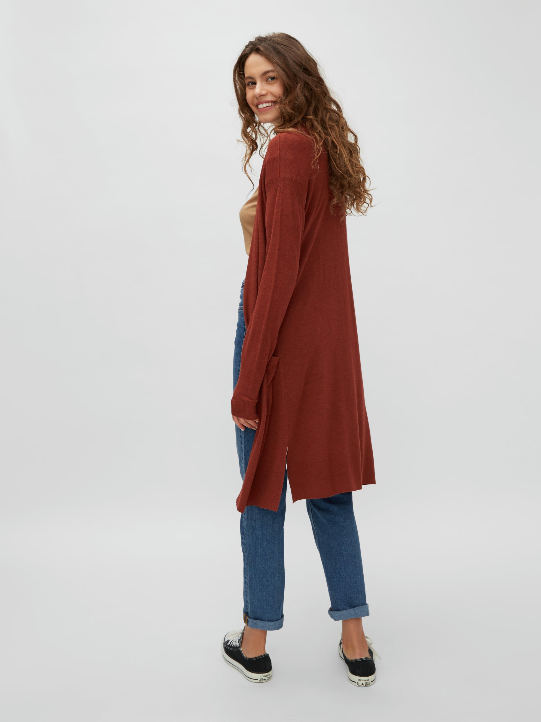 Noisy May gilet long ouvert maille viscose poches