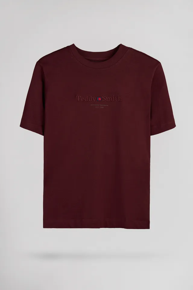Teddy Smith T-Jim t-shirt bordeaux garçon coton