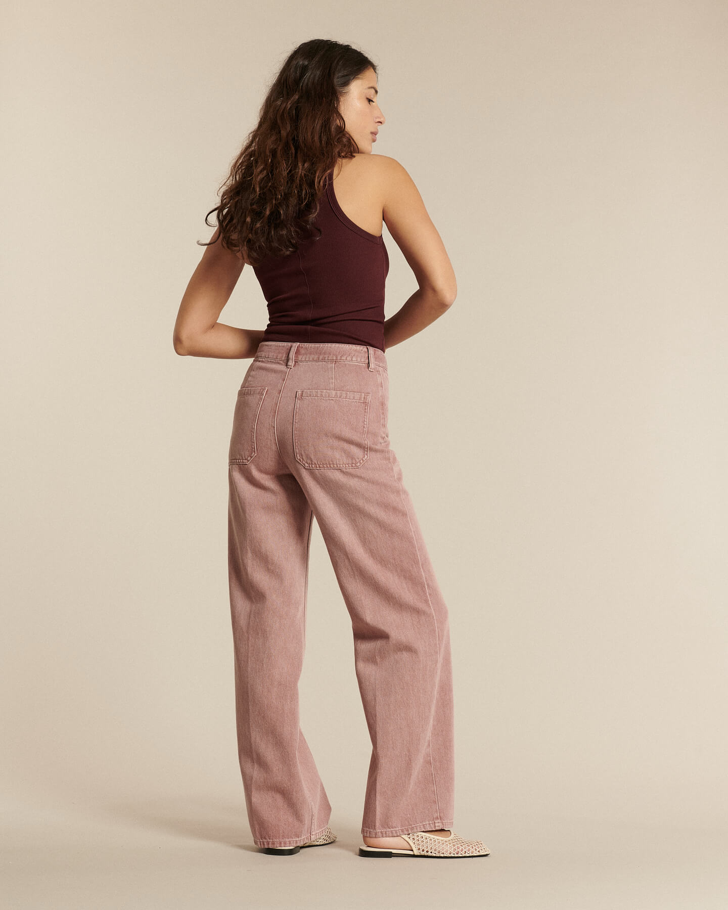 Labdip Swann Quartz jean large taille haute rosé