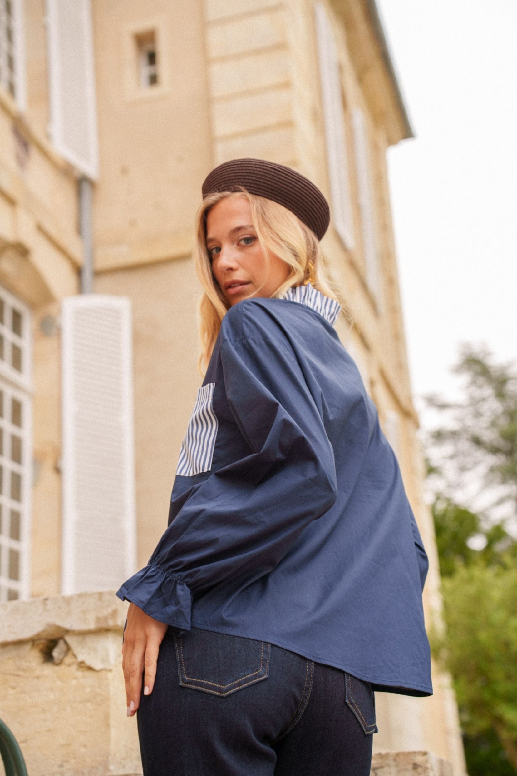 Maison Onado Charlotte chemise coton rayée