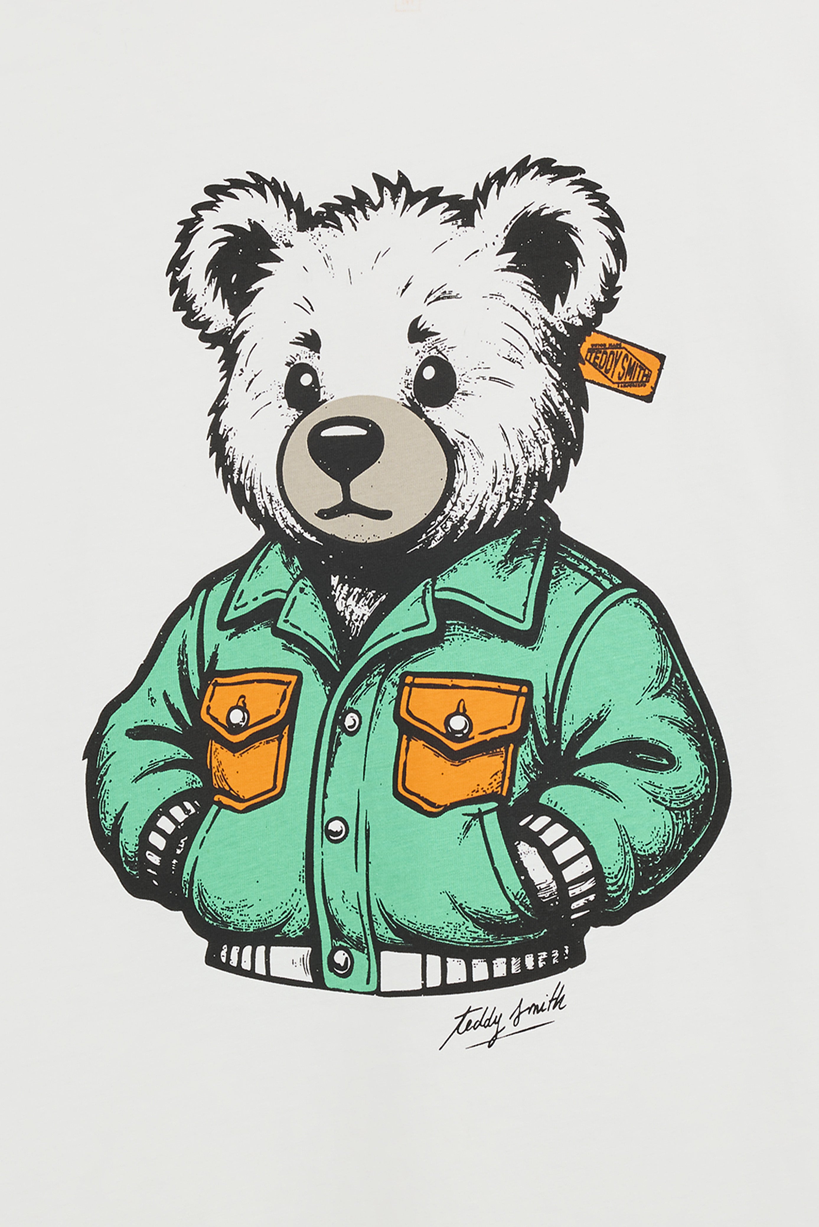 TEDDY SMITH T-BEAR MC t-shirt blanc cassé coton