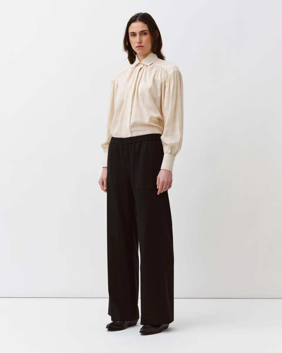 DIEGA PERILLO pantalon noir coupe large élastiquée
