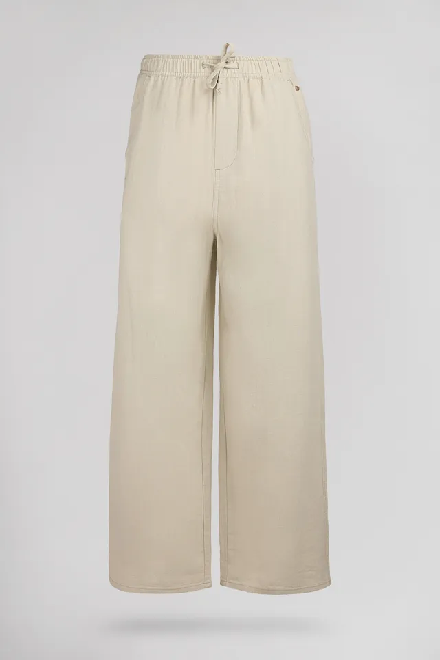 Teddy Smith P-Joan Wide pantalon lin fille grège