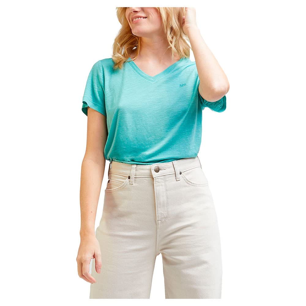 Lee T-shirt Col en V Femme lin lyocell coupe décontractée