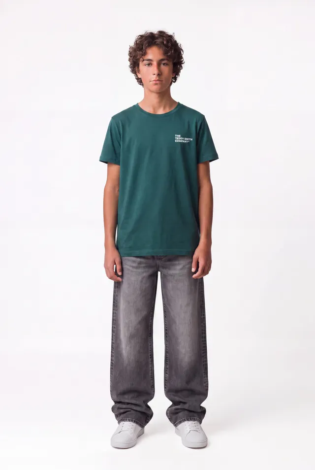 Teddy Smith T-COMPANY MC JR t-shirt garçon vert pin ajusté