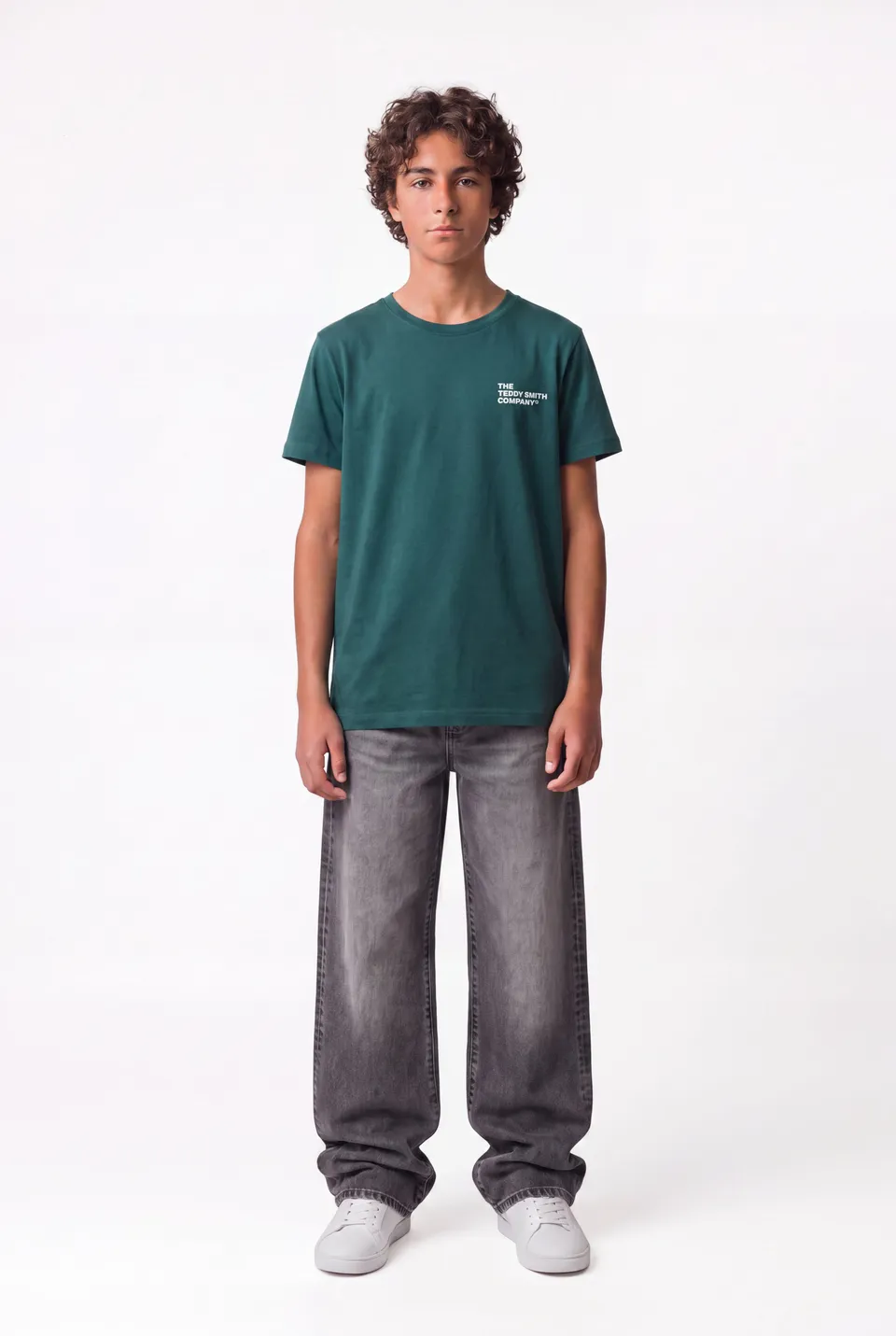 Teddy Smith T-COMPANY MC JR t-shirt garçon vert pin ajusté