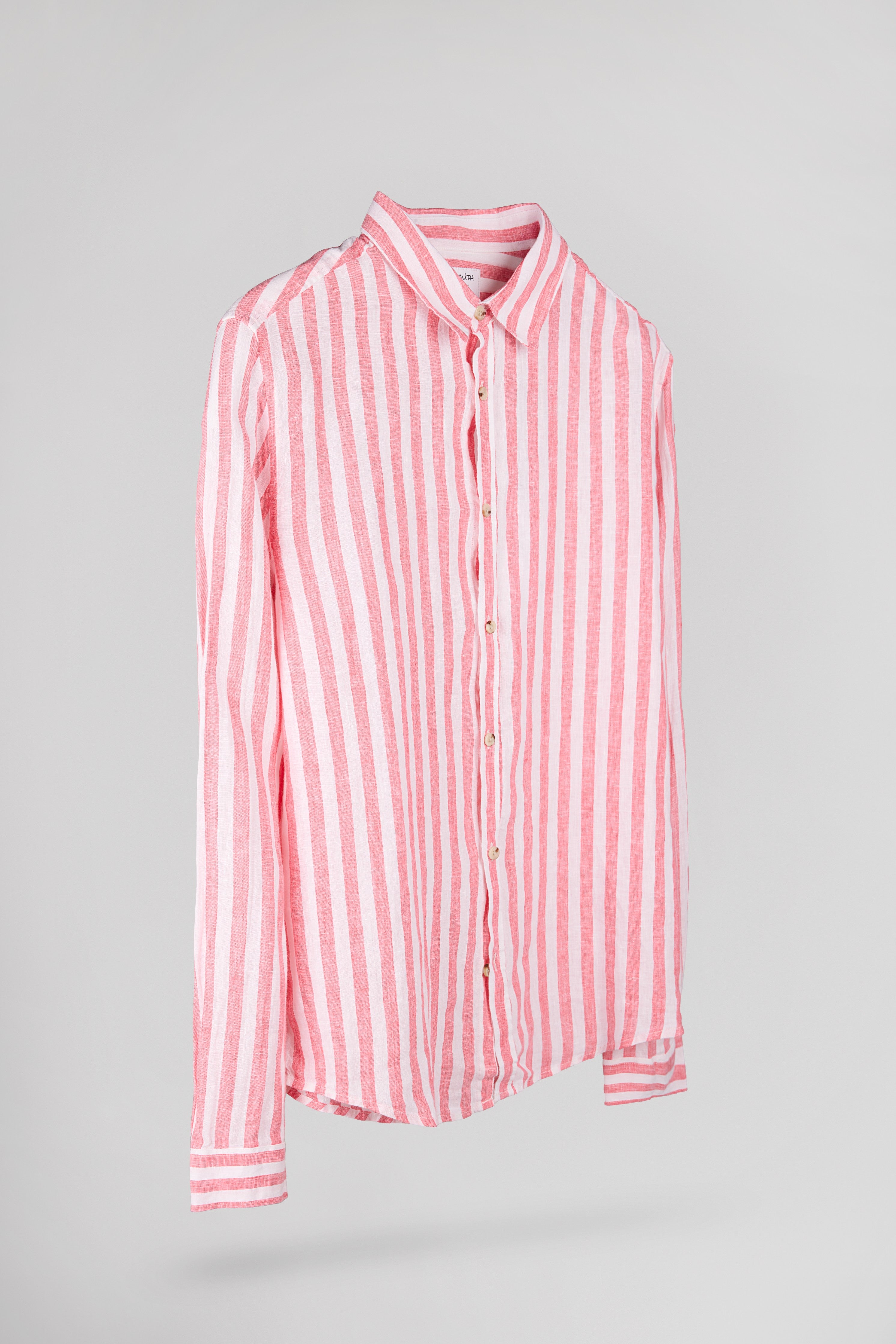 Teddy Smith C-Linen Stripe chemise en lin rose coupe droite