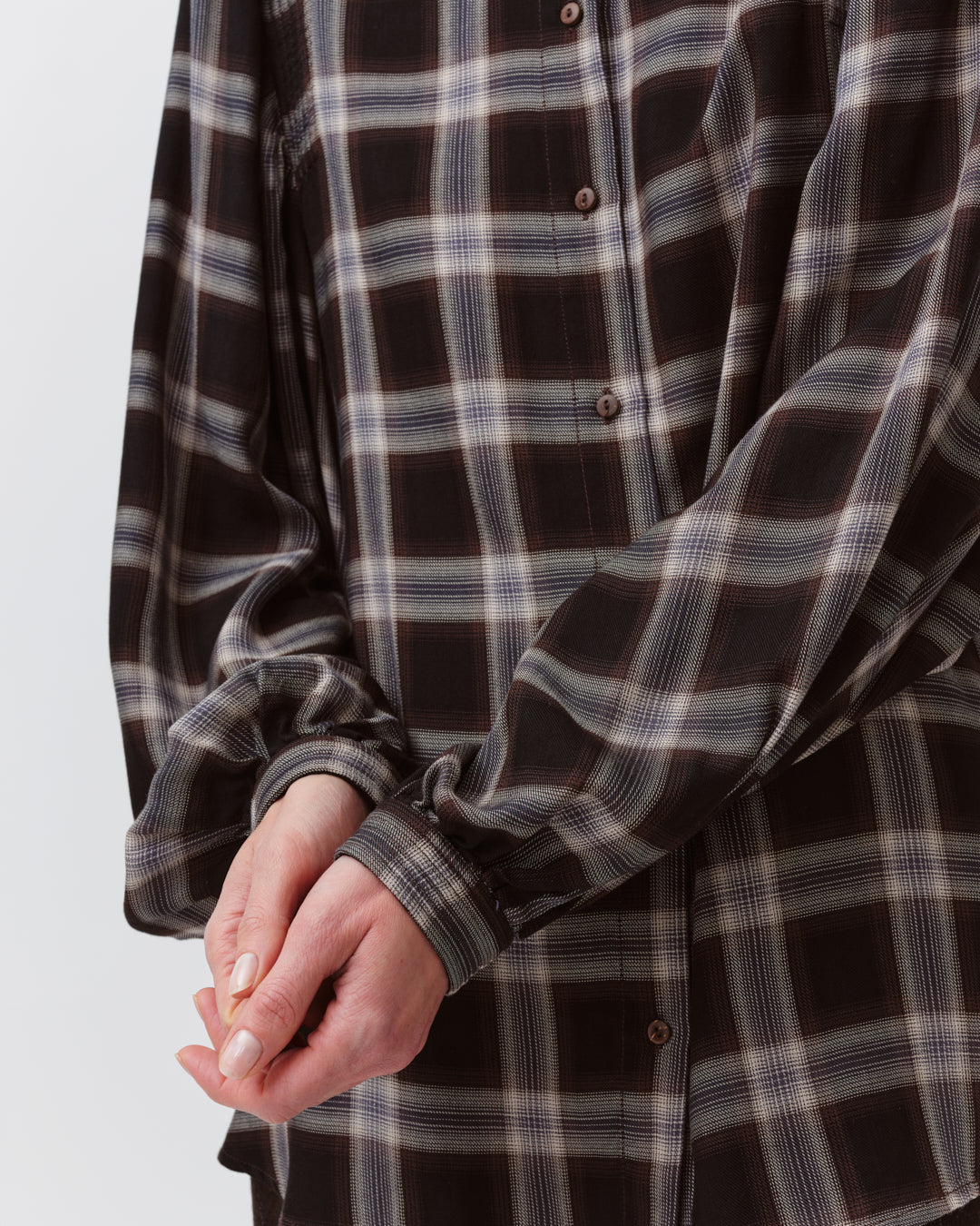 DIEGA CAMOA chemise à carreaux noir choco écru