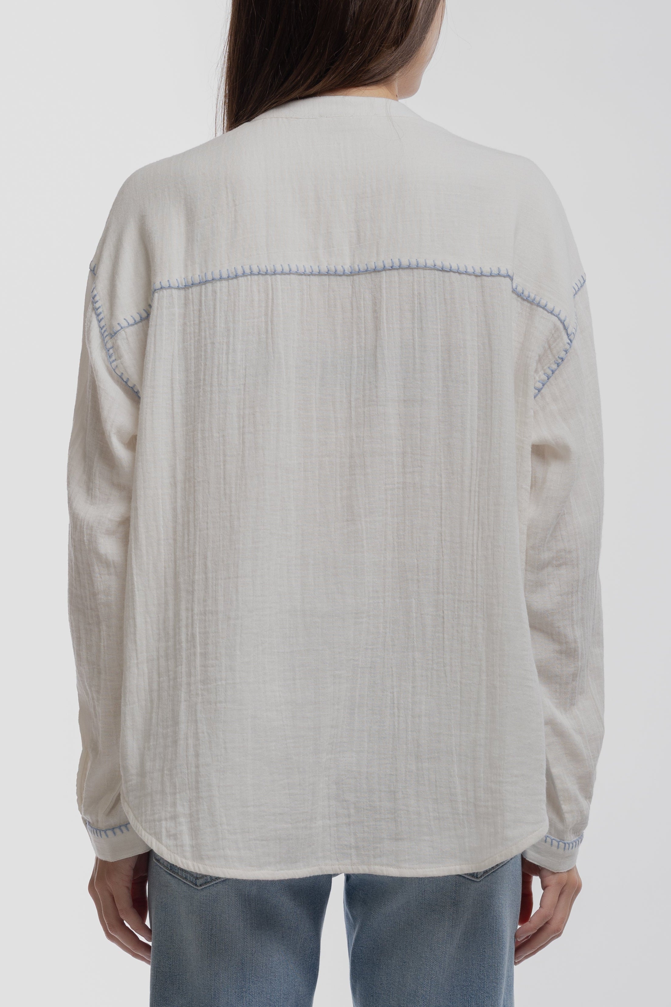 Teddy Smith C-Sarah chemise broderie palmiers middle white