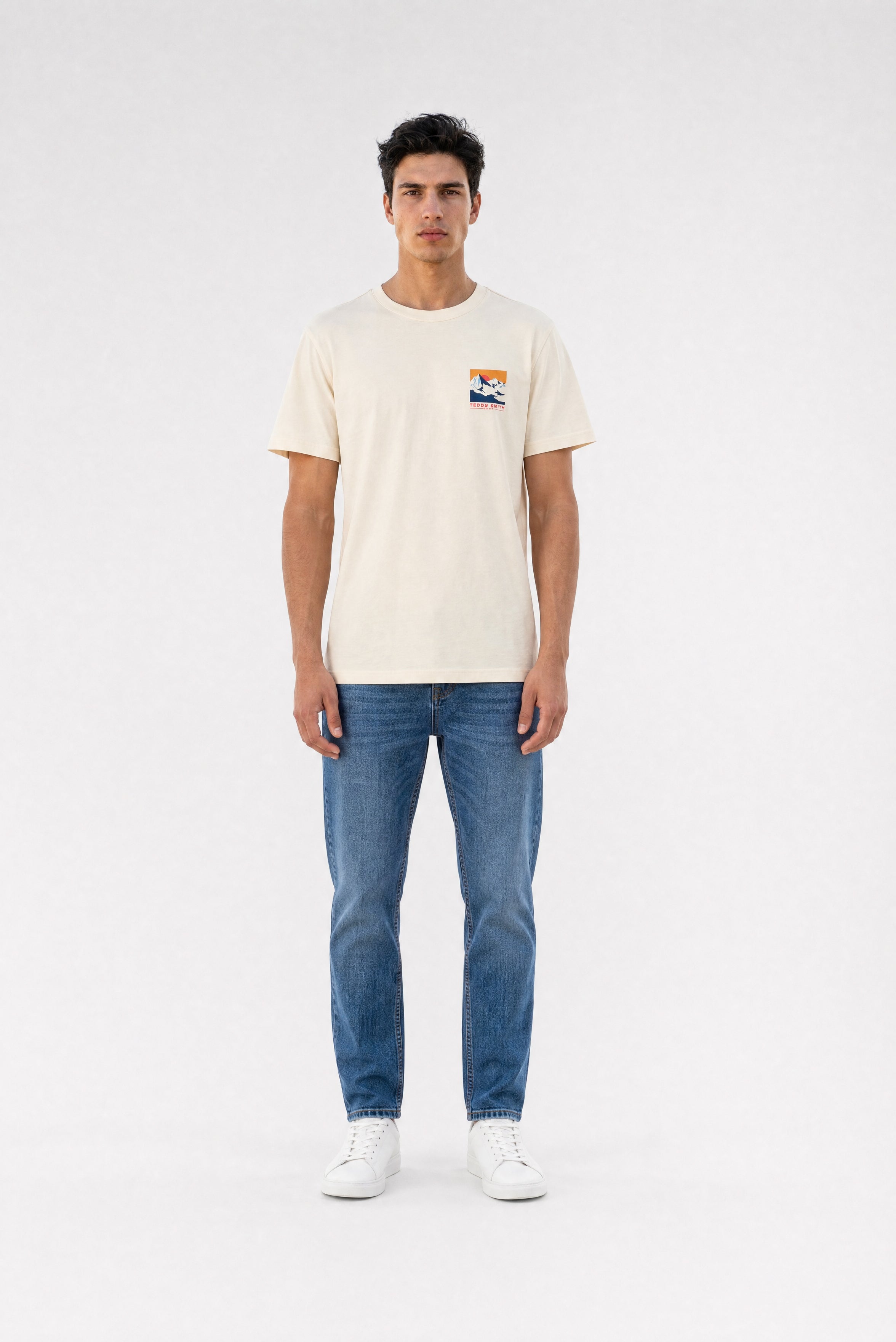 Teddy Smith T-Mountain MC t-shirt ample cream montagne
