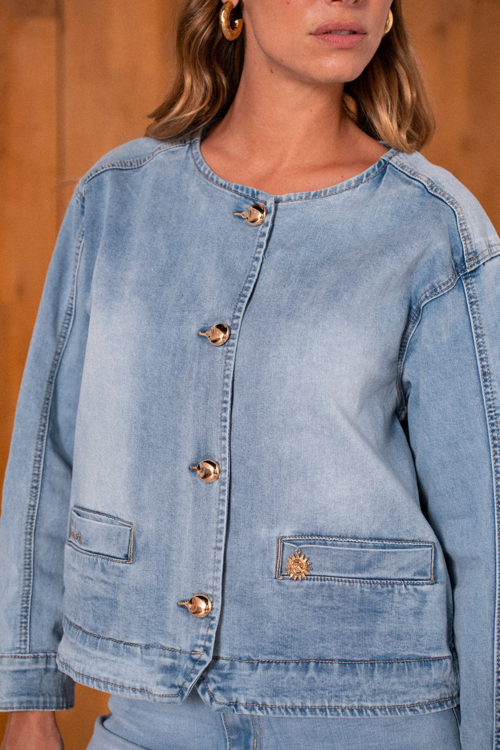 Maison Onado Clarisse veste denim délavé coupe droite