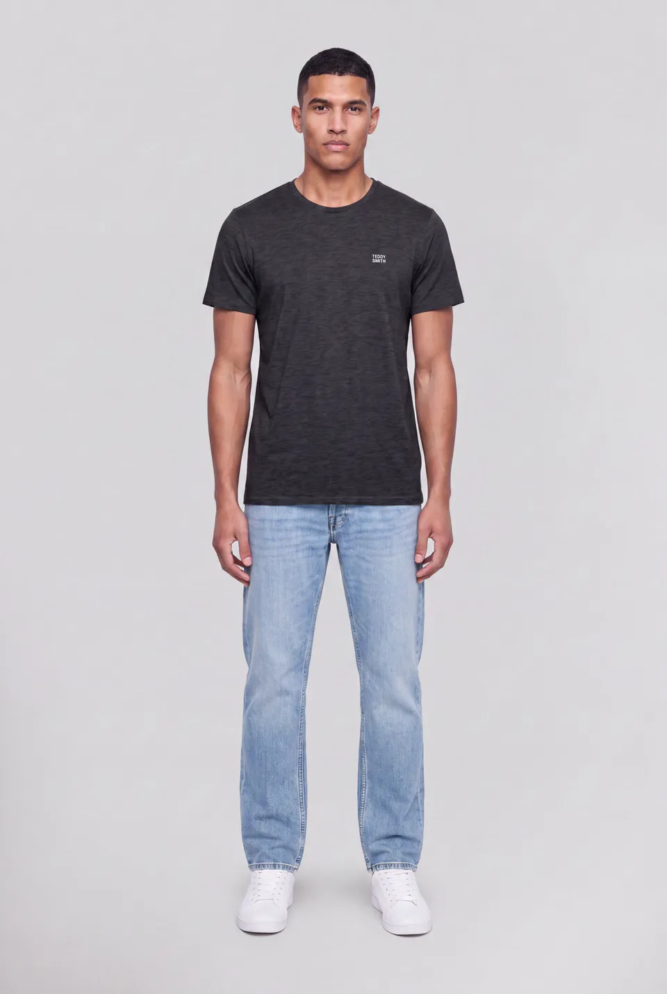 Teddy Smith The Tee 1 t-shirt mélange noir blanc chiné